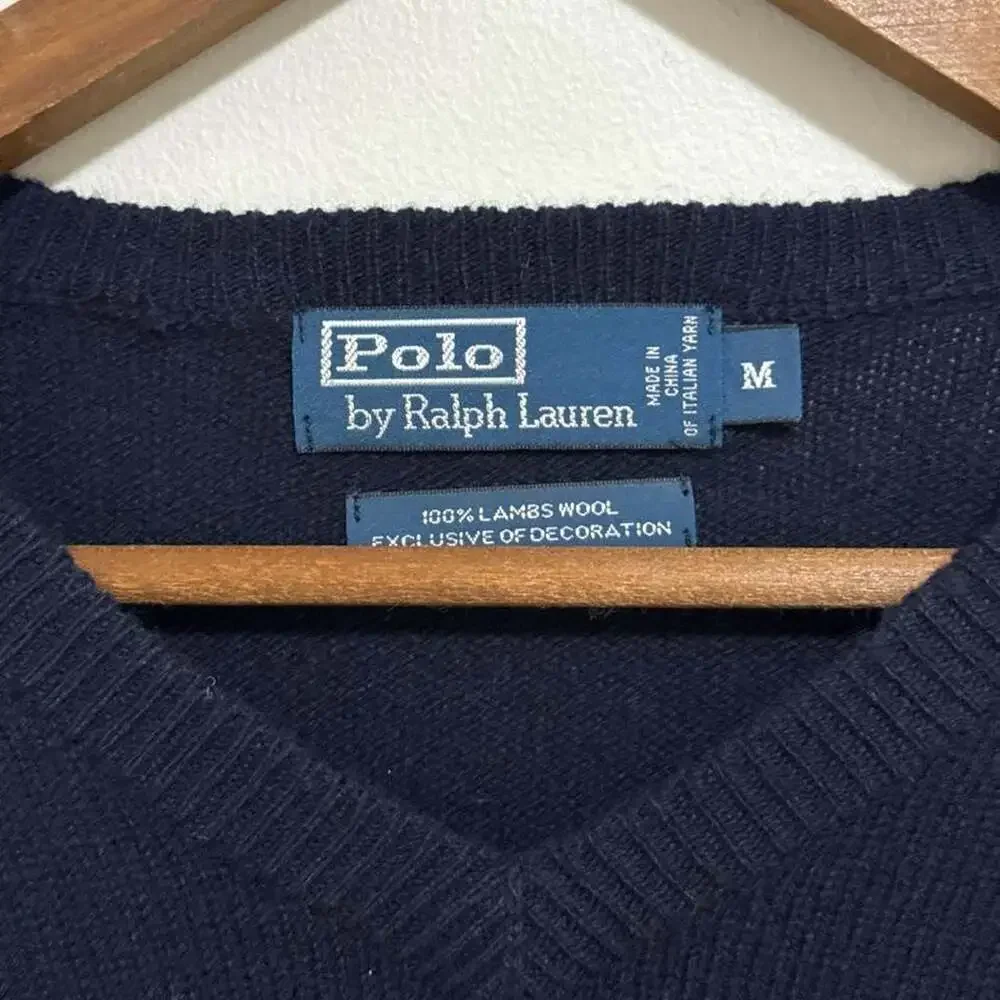 Polo by Ralph Lauren Lambswool V-Neck Sweater Navy Medium